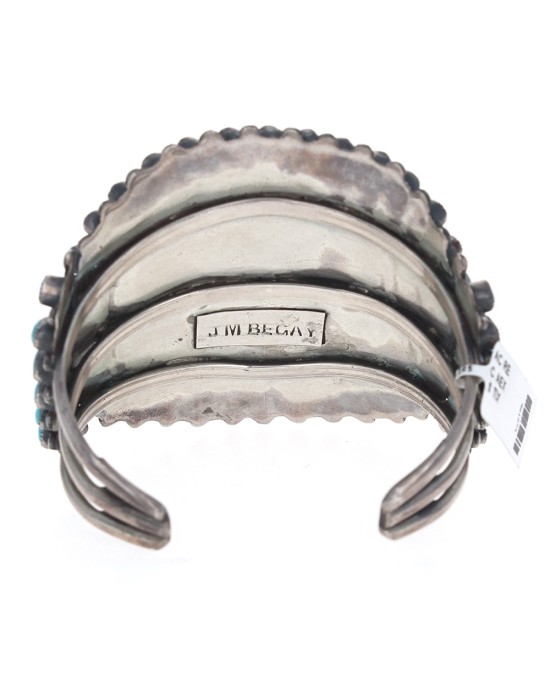 Navajo J.M. Begay Sterling Silver & Turquoise Watch Cuff Bracelet